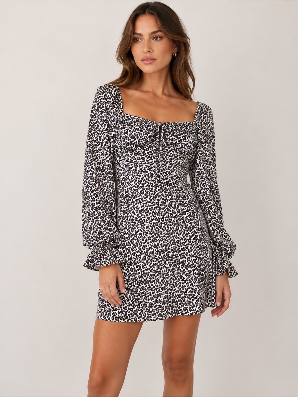 ZARA-Animal Print long sleeve dress-size Small-black/white-NWT